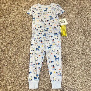 Little Me Bamboo Size 12 Months Short Sleeve Pajamas Blue Silly Puppies Dogs NWT